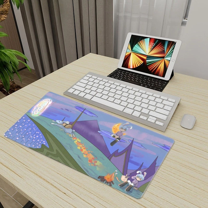 Fox & Bunny Character Illustration Mouse Pad