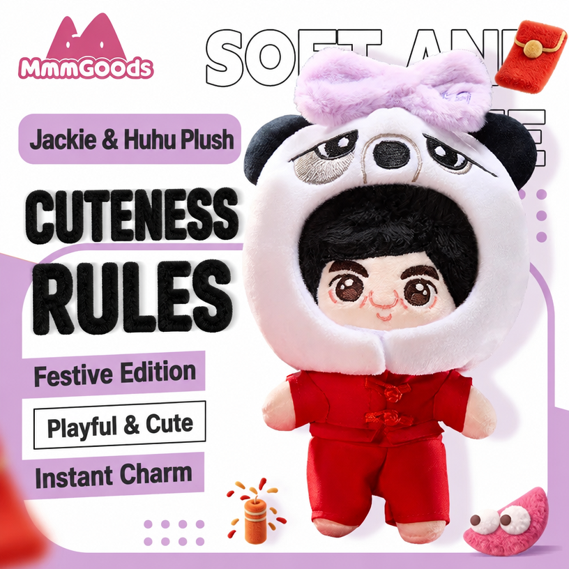 Panda Project Official Jackie Chan & Huhu 13cm Cotton Plush Doll